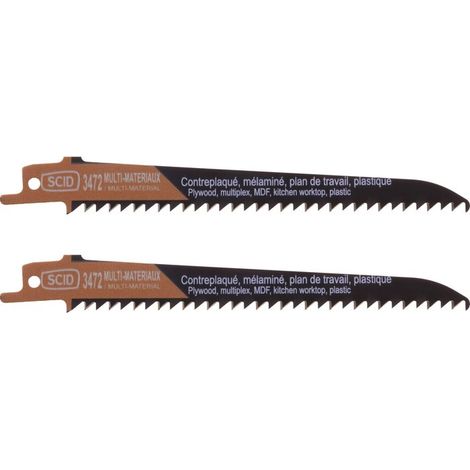 Lame de scie sabre classique bois et plastique SCID - Epaisseur 1,2 mm - Longueur 150 mm - Vendu par 2 (1/2)