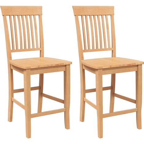 Maison Exclusive - Barhocker 2 Stk. Natur Massivholz Gummibaum