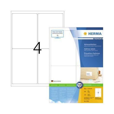 HERMA Etikett PREMIUM 4250 99,1x139,0mm 100Bl 400 St./Pack. (1/4)