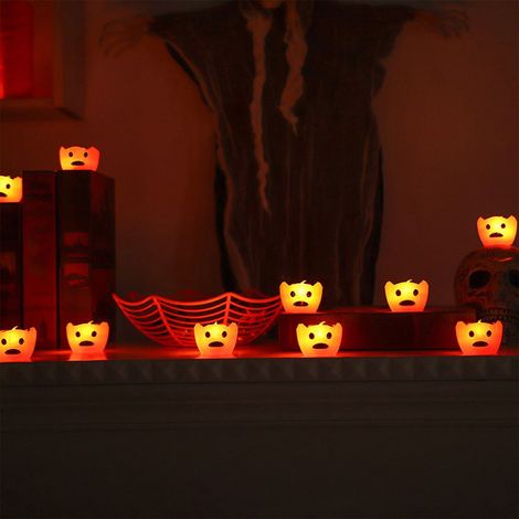 Lumière Citrouille Halloween - LED Orange Fonctionne Sur Piles - Décoration Intérieure Extérieure - Pour Fêtes et Ambiances Festives - Lot de 1 (1/5)