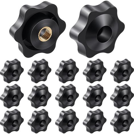 20 écrou Moleté M8 8 écrou Moleté M38 1 poignée de Serrage Femelle en Plastique Noir de 4mm Vis Traversantes en Métal Écrou à Oreilles Fileté pour Base de Parapluie Outils de Travail du Bois (1/5)