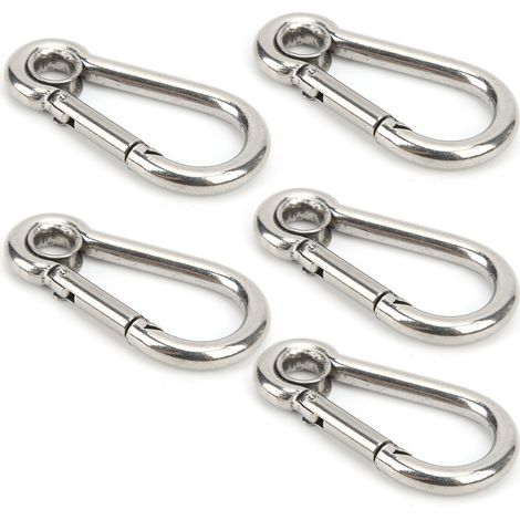 10 mousquetons à ressort en acier inoxydable, M5, pour le camping, l'escalade et le clipping (1/5)