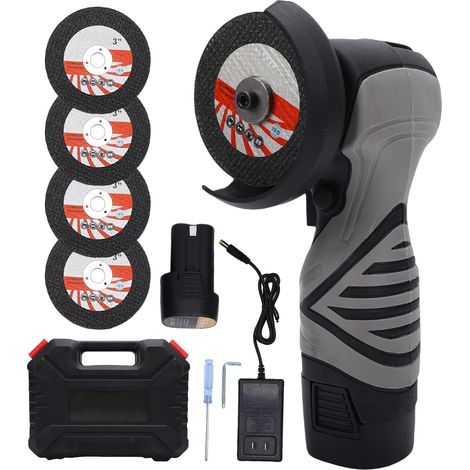 Mini amoladora angular inalámbrica, 13.000 rpm, batería de 4.800 mAh, 5 discos de corte y cargador para cortar, amolar y pulir. (1/5)
