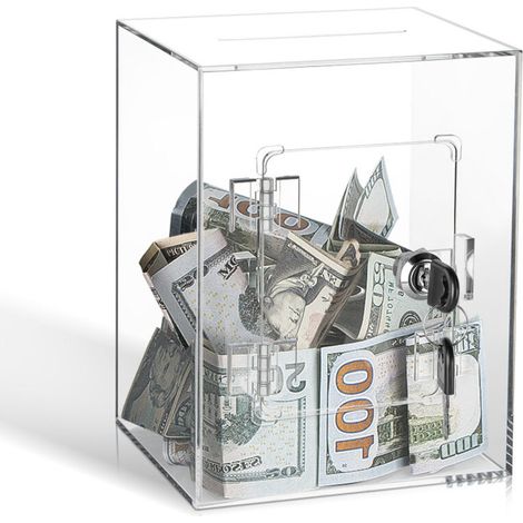 Spardose aus transparentem Acryl für Erwachsene und Kinder, großes und robustes Münzsparschwein mit Schlüsselfach, Sparbox (1/4)