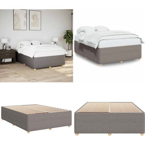 Cama sin colchón tela gris taupe 140x190 cm - Cama gris - Cama tela