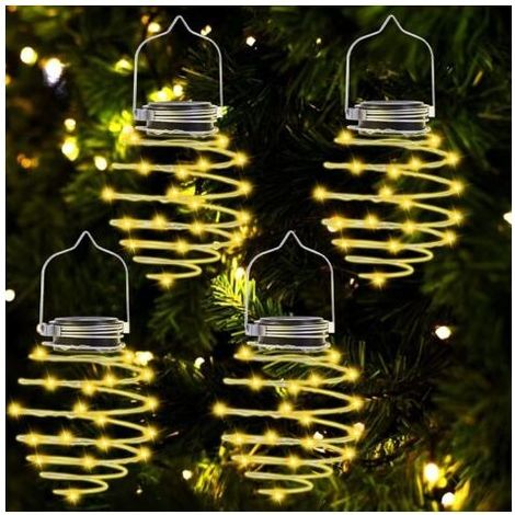 Pair Lanterne Solaire Exterieur Jardin,4 Pièces 80 Lumières Spirales Solaires LED Lampe Solaire en Métal Suspendue Lanterne Solaire étanche IP65 Pour Jardin,Terrasse,Véranda,Trottoir,fête d'anniversai (1/5)