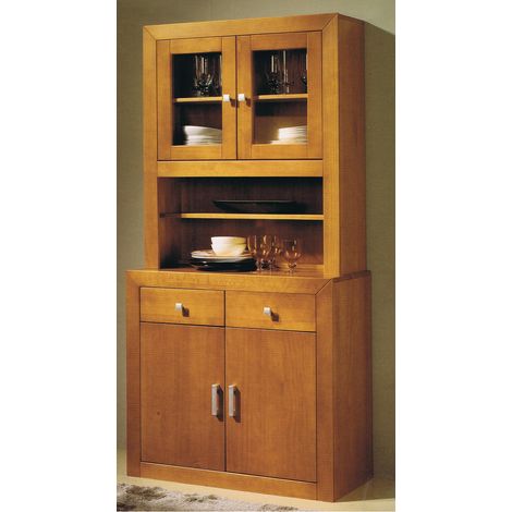 Vitrine Meuble de rangement en pin massif coloris cerisier - Longueur 91 x Profondeur 42 x Hauteur 187 cm (1/3)