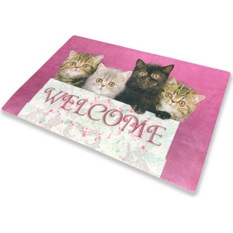 TAPPETO ZERBINO DIGITAL WELCOME CM.40X60 GATTI GATTINI ROSA
