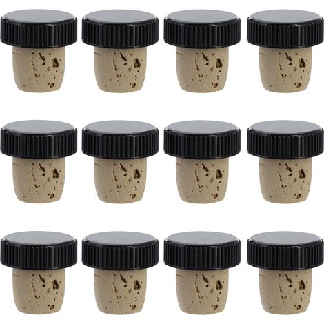 Westmark 12 tappi per bottiglie di vino, liquori, olio o aceto, sughero naturale/plastica, marrone chiaro/nero, 482020E4 (1/4)