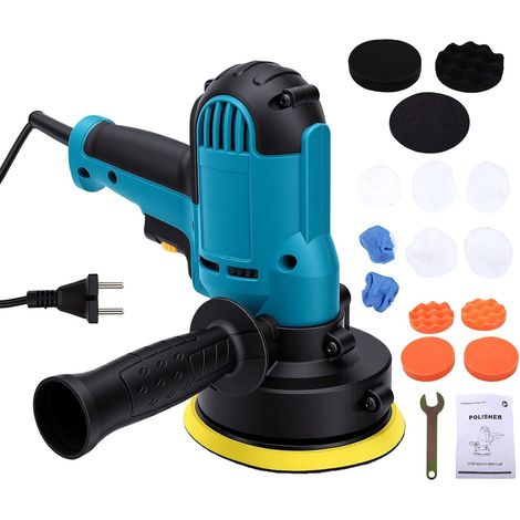 Pulidora orbital de 700 W y 5 pulgadas con 6 velocidades (700-3000 RPM) y mango lateral extraíble para el detallado de automóviles y el mantenimiento de la pintura (enchufe europeo de 250 V). (1/5)