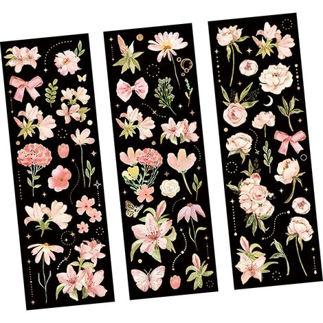 Autocollants plats Mr. Paper - Série Jardin Floral - Autocollants décoratifs floraux à feuille d'or pour journal (3 feuilles) (1/5)