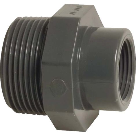 Profec Reduzierstück, PVC-U, 2 Zoll AG x 2 1/2 Zoll IG, 10 bar, grau (1/3)