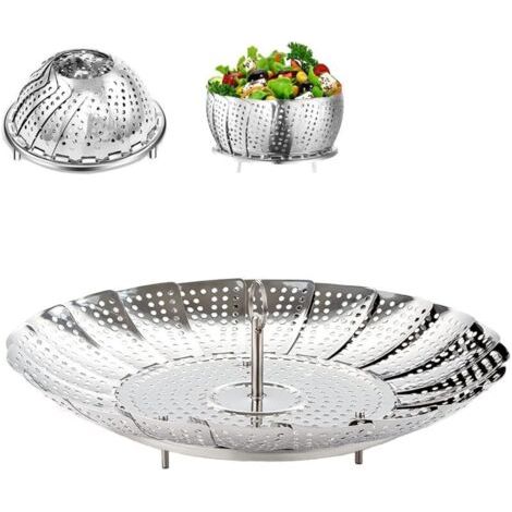 Panier vapeur en acier inoxydable, panier vapeur de 23 cm (9 pouces) pour autocuiseurs, panier vapeur Daisy, accessoires pour cuiseur vapeur pliable