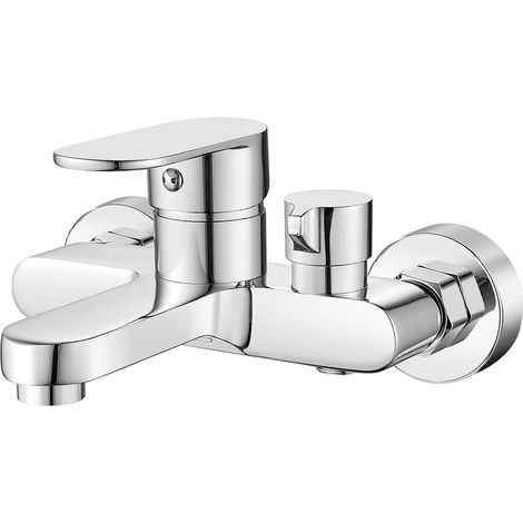 Badewannenarmatur Wannenarmatur Mischbatterie Badewanne Wasserhahn Einhebel Wandmontage Duscharmatur 1/2 Zoll Brauseabgang und Wannenfüll (1/5)