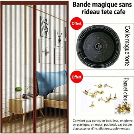 Moustiquaire Magnétique Pour Porte, Rideau en Maille, Joint Magnétique de Haut en Bas avec Fermeture Automatique, Maintient l'air frais à l'intérieur (120x220cm, Blanc) (1/5)