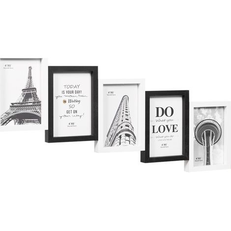Corniche Porte-photo Bois MDF Multiple Mosaïque Collage - 4 Photos 10x15 Cm