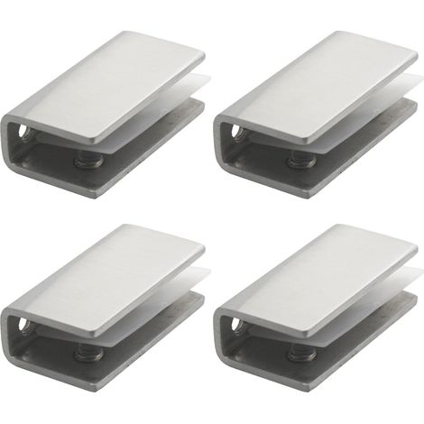 Lntyq Pince Verre Inox, 4 Pièces Support Etagere Verre, Pince Garde Corps Verre, Support Miroir 8-12MM, Fixation Miroir Mural, pour Fenêtre de Main Courante Descalier de Balustrade (1/5)