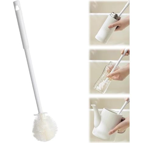Silikon-Tassenbürste mit weichen Borsten, 360° flexible Silikon-Tassenbürste, Wasserflaschen-Reinigungsbürste mit langem Griff, Tassen-Reinigungsbürste, Bürste mit Deckel, Behälter-Reinigungsbürste.