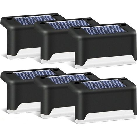 Paquet de 16 Lampes de Terrasse Solaires Lampes de Pont à LED Étanches Lampes D'extérieur à Énergie Solaire pour Terrasse Escaliers Voie de Jardin Marche Et Clôtures-Coque Noire + Lumière Blanche