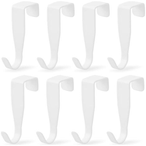 Pack of 8 S-shaped over the door hooks, stainless steel, for bathroom towel racks, drawers, closets, kitchens. (1/5)