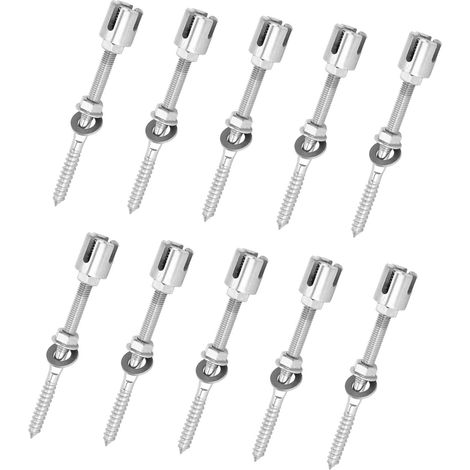 Lot de 10 serre-câbles croisés en acier inoxydable 316 résistant à la corrosion, avec tige filetée, pour câbles de diamètre inférieur à 4 mm (0,16 po). (1/5)
