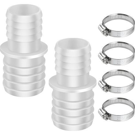Lot de 2 raccords de tuyau de bassin 32 mm vers 38 mm (1 1/4 à 1 1/2 pouce), fournis avec 4 colliers de serrage ajustables (27 – 51 mm), adaptateur pour piscine, jardin, réparation et rallonge de tuya (1/5)