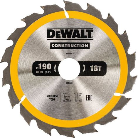 Dewalt Sägeblatt 190x30mmx18z