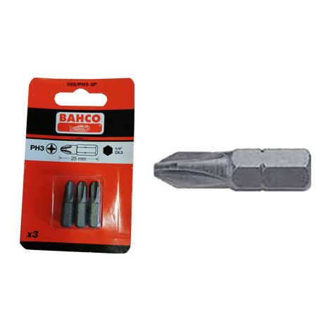 Embout Phillips BAHCO PH3x2559S/PH3-3P Blister 3 Unités