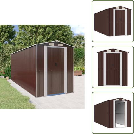 Geräteschuppen Dunkelbraun 192x523x223 cm Verzinkter Stahl - Gartenschuppen - Gerätehaus - Werkzeuglager - Outdooraufbewahrung - Gartenorganisation (1/5)