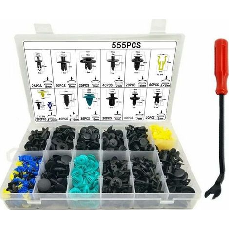Attaches de voiture en plastique, 555 pièces, avec outils de retrait, Clips de fixation de panneau de porte de garniture de voiture (1/5)