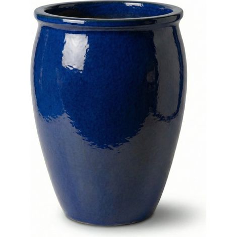 Provencelia Pflanzkübel Bacchus Ø50 cm Höhe 68 cm frostbeständig, keramisch, handgefertigt, Eisblau (1/4)