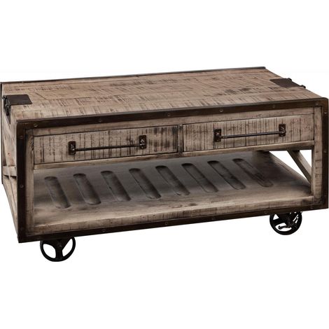 Couchtisch Mango 112x61x55 braun lackiert HEAVY INDUSTRY 262