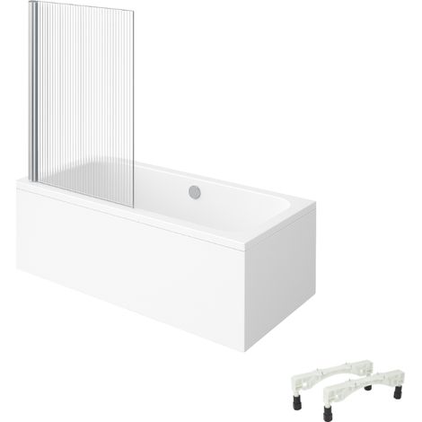 Baignoire droite VILLEROY & BOCH Architectura avec pieds acrylique 170 x 80 cm  + Pare bain gauche AURYS Raywall chromé