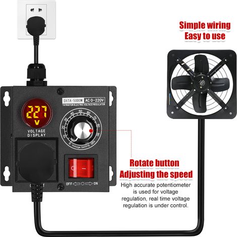 5000-W-DC-Spannungsregler-Controller, Geschwindigkeitsanpassung, Temperaturanpassung, Dimmen, Lichtverzögerung, einphasiger AC 220-V-Geschwindigkeitsreglerschalter