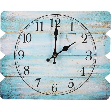 Horloge Murale Rectangulaire en Bois Naturel, Silencieuse et Précise, Style Nordique Minimaliste, Décoration Murale Polyvalente pour Chambre et Bureau, sans Pile (1/5)