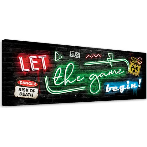 Image sur toile, Inscription pour un joueur de jeu au néon - 90x30 (1/5)