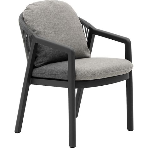 PROLOISIRS Fauteuil repas - COPENHAGEN - Graphite - Aluminium époxy et rope