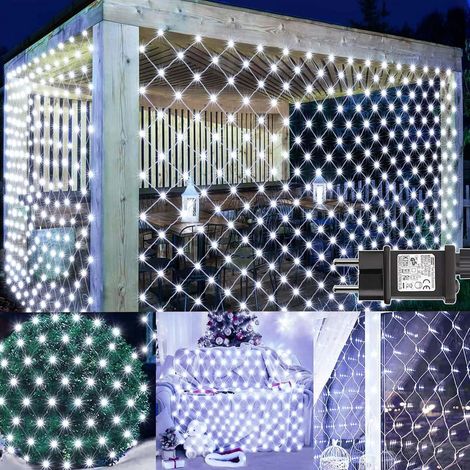 Guirlande Lumineuse 3x2M 200 LED Filet Lumineux avec Prise, Rideau Lumineux Étanche avec Minuterie 8 Modes pour Lumiere Exterieur Terrasse Jardin Balcon Décoration Mariage Buisson - Blanc Chaud (1/5)