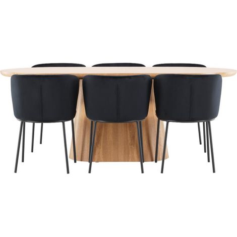 Stjärnö Essgruppe Tisch 90x200cm und 6 Stühle natur, schwarz.
