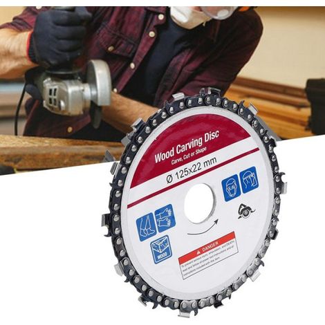 Disque De Chaîne - Pour Meuleuse D'Angle 125 Mm - Pour Sculpture Bois Plastique Caoutchouc - 14 Dents - 10000 À 13000 Tr/Min (1/5)