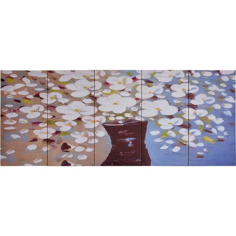 vidaXL Set Stampa su Tela da Muro Fiori in Vaso Multicolore 150x60 cm (1/4)