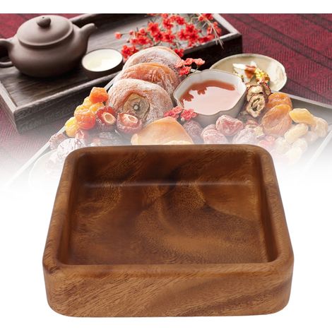 Plateau à fruits en bois de noyer, plateau à desserts, plateau à fruits secs, plateau à apéritifs, plateau de rangement pour bijoux, plateau carré en bois pour fruits secs (1/5)