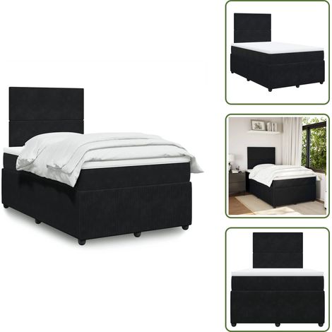 Sommier à lattes de lit avec matelas noir 120x190 cm velours - Sommier À Lattes De Lit - Sommiers À Lattes De Lit - Lit - Meuble De Chambre À Coucher (1/5)