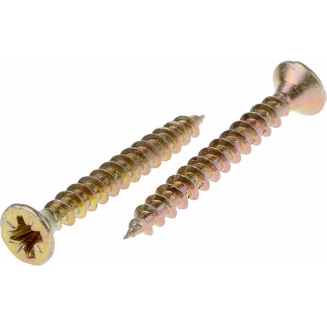 Rs Pro – Vis à bois 4mm – Tête fraisée 35mm – Acier jaune passivé – Sachet de 100 unités pour fixation durable