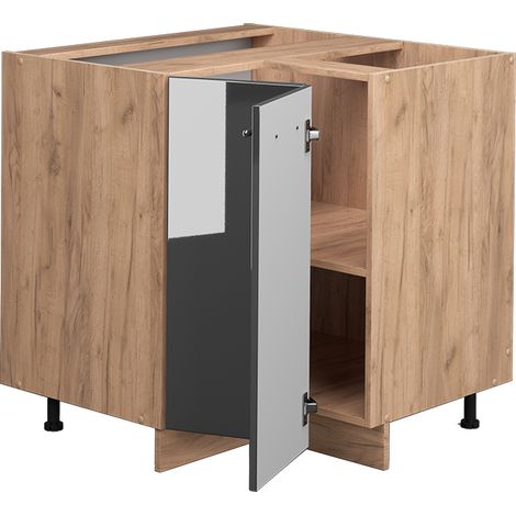 Mobile ad angolo cucina Fame-Line, Antracite lucido, 80.5 cm senza piano di lavoro, Vicco