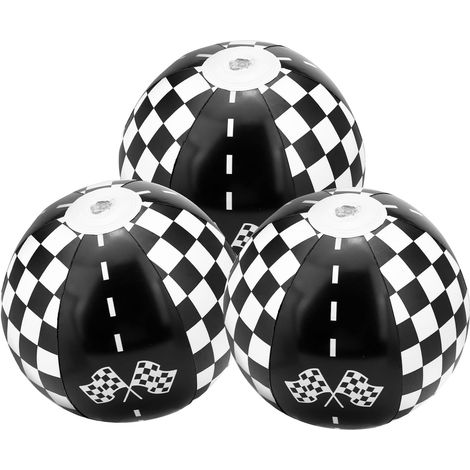3 x Inflatable PVC Beach Balls, White and Black, for Children's Parties, Outdoor Activities and Swimming Pool in Summer (1/5)