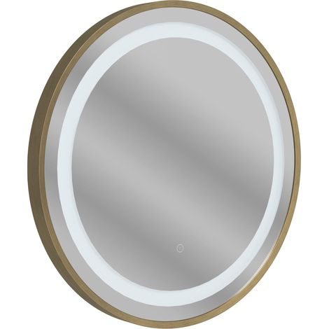 Signature Ava Round Front-Lit LED Bathroom Mirror with Demister Pad 600mm Diameter - Brushed Bronze
