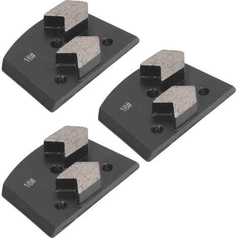 Set mit 3 schwarzen, trapezförmigen Diamantpolierpads mit 2 pfeilförmigen Zähnen für Betonböden, Körnung 16 (1/5)