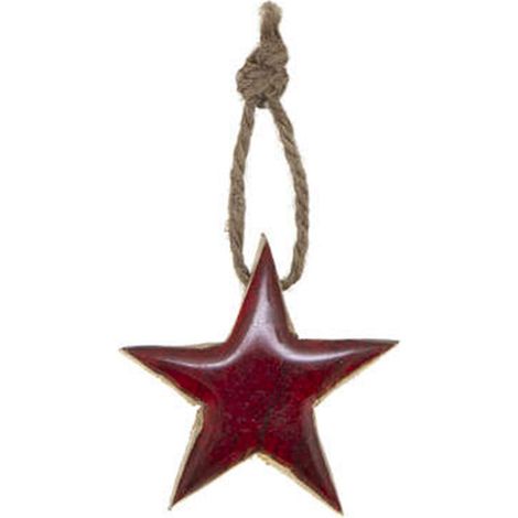 Paris Prix - Sujet De Noël étoile glacé 6cm Rouge (1/2)