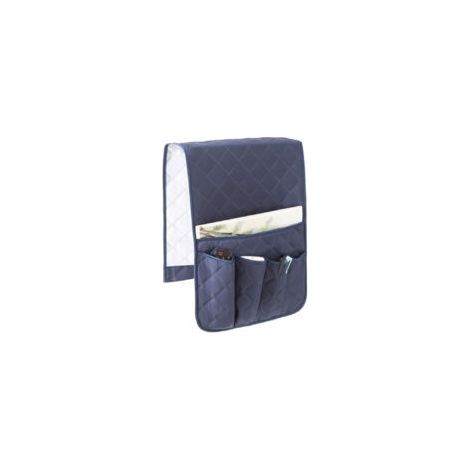 Organisateur d'accoudoir de canapé, organisateur de rangement antidérapant pour fauteuil inclinable avec 5 poches pour téléphone portable, télévision, télécommande, magazines (bleu marine)